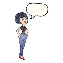 speech bubble textured cartoon woman