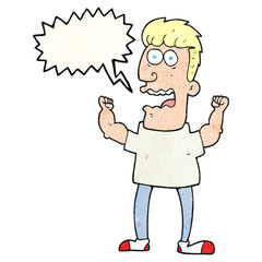 speech bubble textured cartoon stressed man