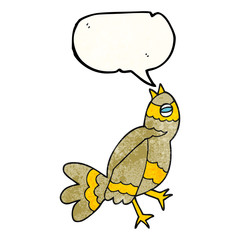 speech bubble textured cartoon bird