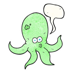 speech bubble textured cartoon octopus