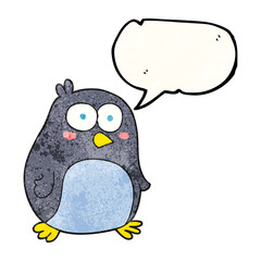 speech bubble textured cartoon penguin