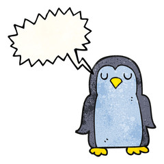 speech bubble textured cartoon penguin