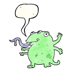 speech bubble textured cartoon alien