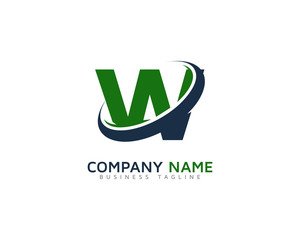 Letter W Swoosh Ring Logo Design Template