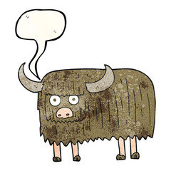 speech bubble textured cartoon hairy cow