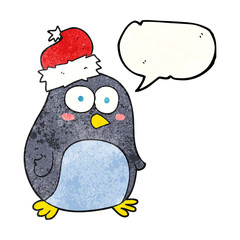 speech bubble textured cartoon penguin