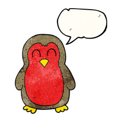speech bubble textured cartoon christmas robin