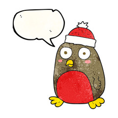 speech bubble textured cartoon christmas robin