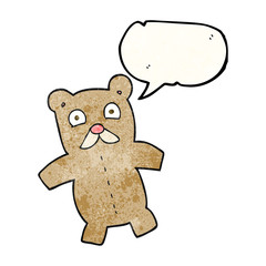 speech bubble textured cartoon teddy bear