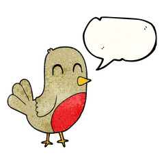speech bubble textured cartoon robin