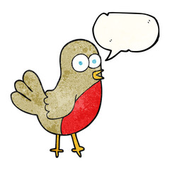 speech bubble textured cartoon robin