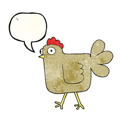 speech bubble textured cartoon chicken