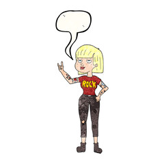 speech bubble textured cartoon rock girl