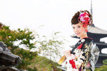振袖姿の女性