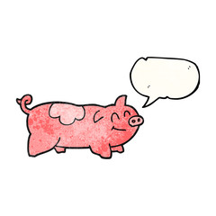 speech bubble textured cartoon pig