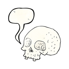 speech bubble textured cartoon old skull