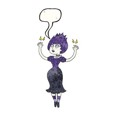 speech bubble textured cartoon vampire girl