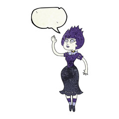 speech bubble textured cartoon vampire girl