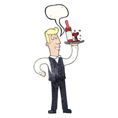 speech bubble textured cartoon waiter