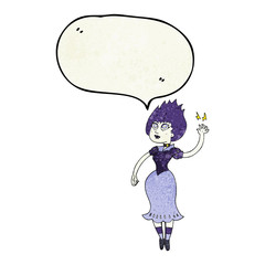 speech bubble textured cartoon vampire girl