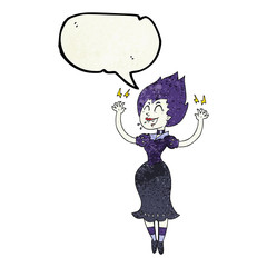 speech bubble textured cartoon vampire girl