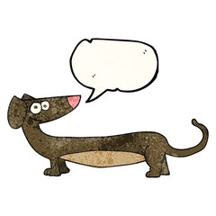 speech bubble textured cartoon dachshund