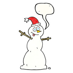 speech bubble textured cartoon snowman