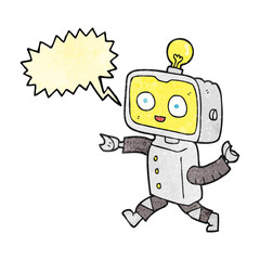 speech bubble textured cartoon little robot