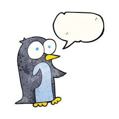 speech bubble textured cartoon penguin