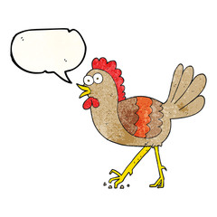 speech bubble textured cartoon chicken