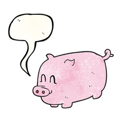 speech bubble textured cartoon pig