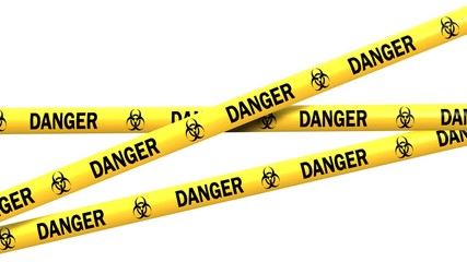 biohazard danger tape - isolated - obrazy, fototapety, plakaty