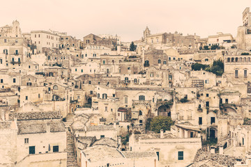 City of Matera old town close up view