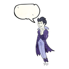 speech bubble textured cartoon vampire
