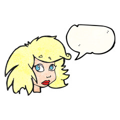 speech bubble textured cartoon female face