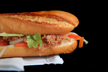 baguette on the black background