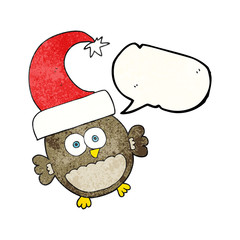 speech bubble textured cartoon little christmas owl