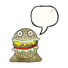 speech bubble textured cartoon tasty burger