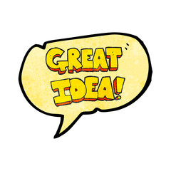 speech bubble textured cartoon GREAT IDEA symbol