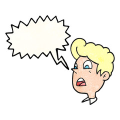 speech bubble textured cartoon shocked man