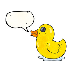 speech bubble textured cartoon rubber duck