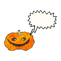 speech bubble textured cartoon pumpkin