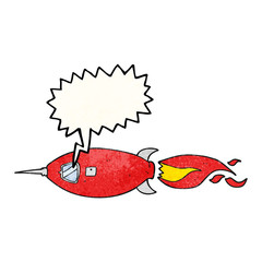 speech bubble textured cartoon spaceship