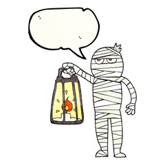 speech bubble textured cartoon mummy