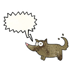 speech bubble textured cartoon dog wagging tail
