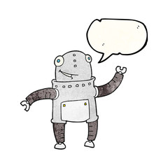 Obraz premium speech bubble textured cartoon robot