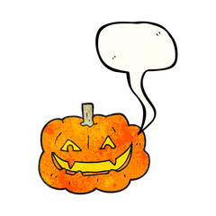 speech bubble textured cartoon spooky pumpkin
