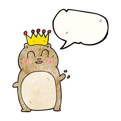 speech bubble textured cartoon waving hamster