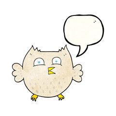 speech bubble textured cartoon happy owl