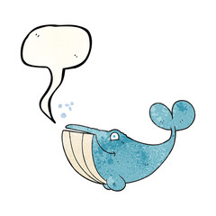 speech bubble textured cartoon whale